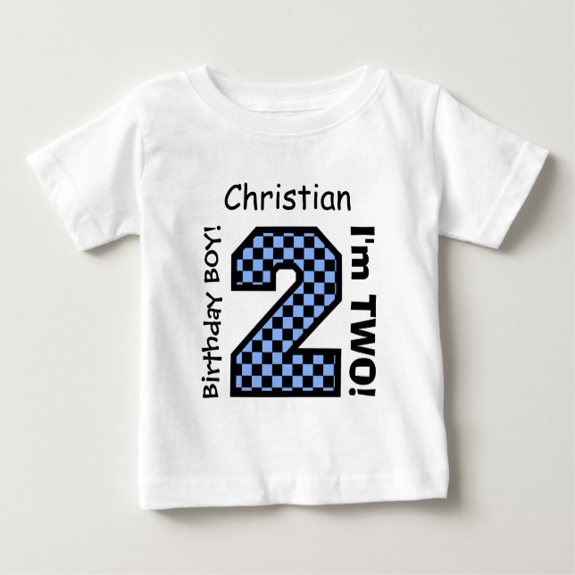 2nd BABY Birthday Big Number A26 CHECKERS T-Shirt (Front)
