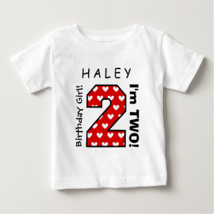 2nd BABY Birthday Big Number A32 RED HEARTS T-Shirt