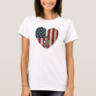 2nd Battalion  75th Ranger Reg American Heart Flag T-Shirt
