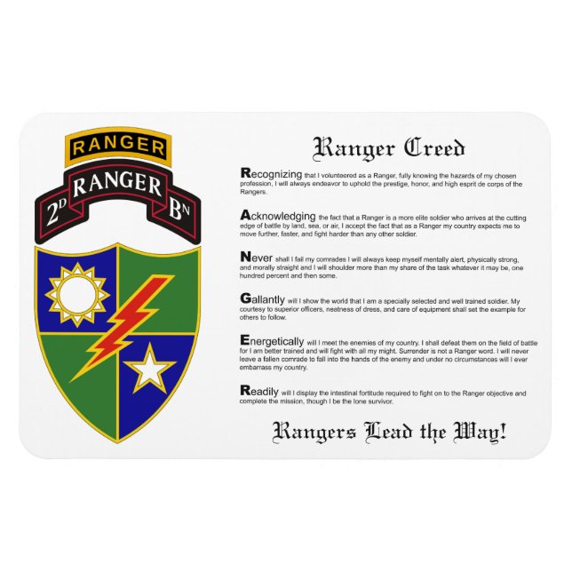 2nd Battalion - 75th Ranger w/Tab Magnet 4x6 (Horizontal)