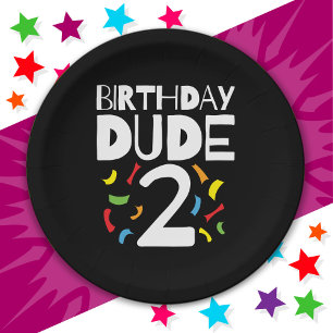 2nd Birthday 2 Year Old Boy Party Birthday Dude 2 Paper Plate