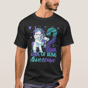 2Nd Birthday 2 Year Old Girl Flossing Unicorn Part T-Shirt