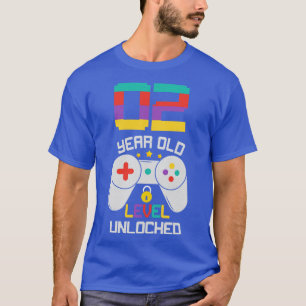 2nd Birthday 2 Year Old Level Unlocked Bday Gamer T-Shirt