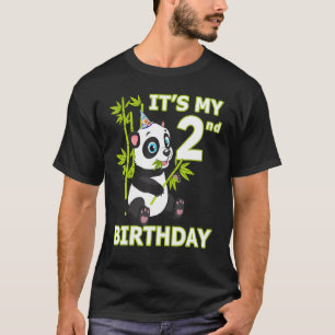 2nd Birthday 2 Years Old Party Animal Panda T-Shirt