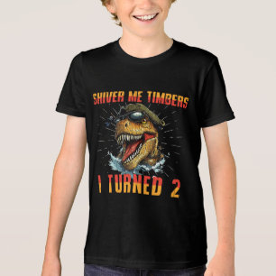2nd birthday 2 years old Trex pirate Tri-Blend Shirt