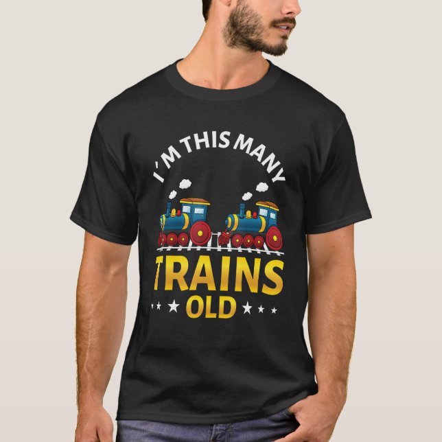 2nd Birthday 2 Years Trains Locomotives Kids Boy B T-Shirt (Front)