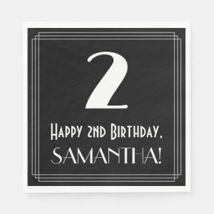 2nd Birthday ~ Art Deco Inspired Look "2", Name Napkin