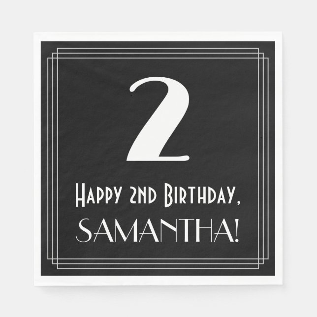 2nd Birthday ~ Art Deco Inspired Look "2", Name Napkin (Front)