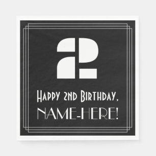 2nd Birthday: Art Deco Inspired Look "2" + Name Napkin