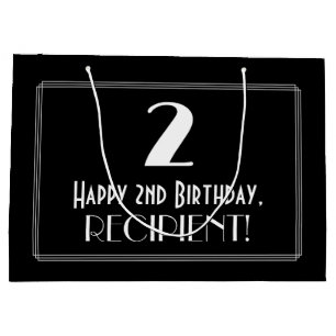 2nd Birthday: Art Deco Inspired Style "2", Name Large Gift Bag