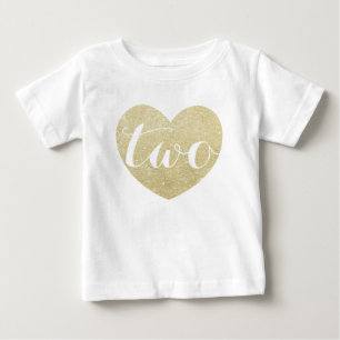2nd Birthday Baby Girl Glitter heart-Print T-Shirt