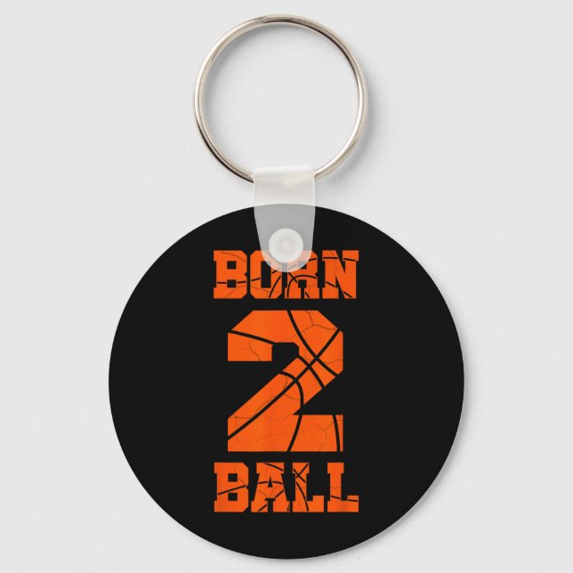 2nd Birthday Basketball Jersey Tee Two 2 Year Old  Key Ring (Front)