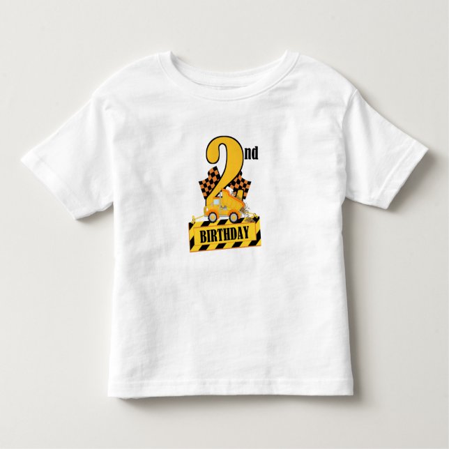 2nd Birthday Black and Yellow Construction Truck  Toddler T-Shirt (Front)