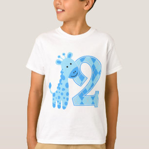 2nd Birthday Blue Giraffe T-Shirt