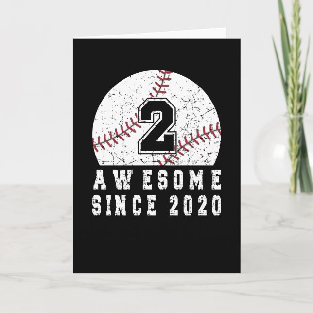 2nd Birthday Born In 2020 Baseball Boy 2 Year Old Card (Front)
