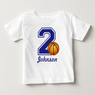 2nd Birthday boy basketball personalised Baby T-Shirt