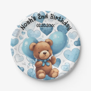 2nd Birthday Boy Custom Name Paper Plate