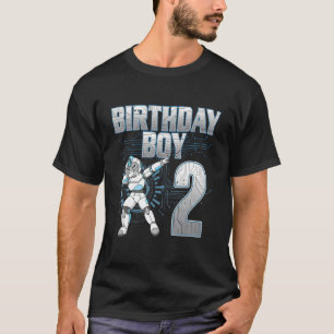 2nd Birthday Boy Dabbing Robot 2 Years Old Bday T-Shirt