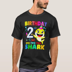 2nd Birthday Boy Girl Two 2 Year Old Shark Gift F T-Shirt