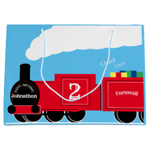 2nd birthday boy train personalised large gift bag