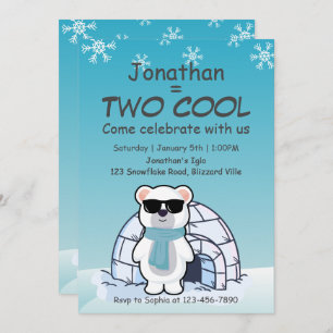 2nd Birthday Boy Two Cool Polar Bear Iglo   Invitation