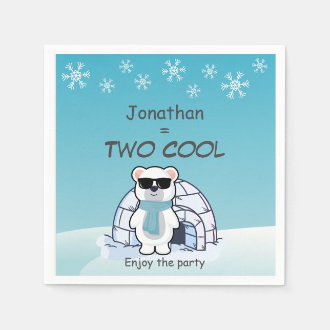 2nd Birthday Boy Two Cool Polar Bear Iglo   Napkin (Front)