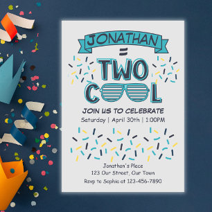 2nd Birthday Boy Two Cool Sunglasses Invitation
