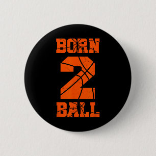 2nd Birthday Bysketbyll Jersey Tee Two 2 Year Old 6 Cm Round Badge