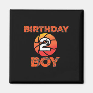 2nd Birthday Bysketbyll Party 2 Years Old Bday Cel Magnet