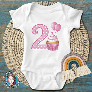 2nd Birthday Cake Girl Baby Bodysuit