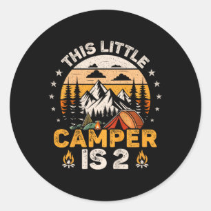 2nd Birthday Camping Party 2 Year Old Girl Boy Cam Classic Round Sticker