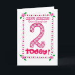 2nd Birthday Card for a Granddaughter<br><div class="desc">A pretty birthday card for a Two-year-old Granddaughter,  with a pretty floral design in shades of pink and green,  made from a handpainted paper collage by Judy Adamson.</div>