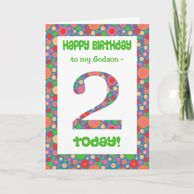 2nd Birthday Card for Godson, Bright and Bubbly (Front)