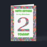 2nd Birthday Card for Grandson, Bright and Bubbly<br><div class="desc">A 2nd birthday card for a Grandson,  with a bright and bubbly patterned number and border.  You can also change the inside message if you wish.</div>