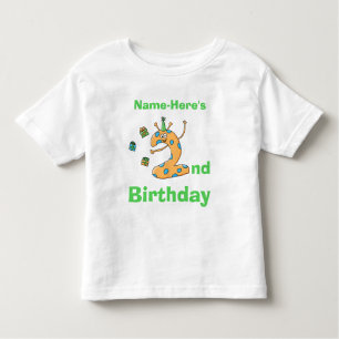2nd birthday cartoon. Custom Name. Toddler T-Shirt