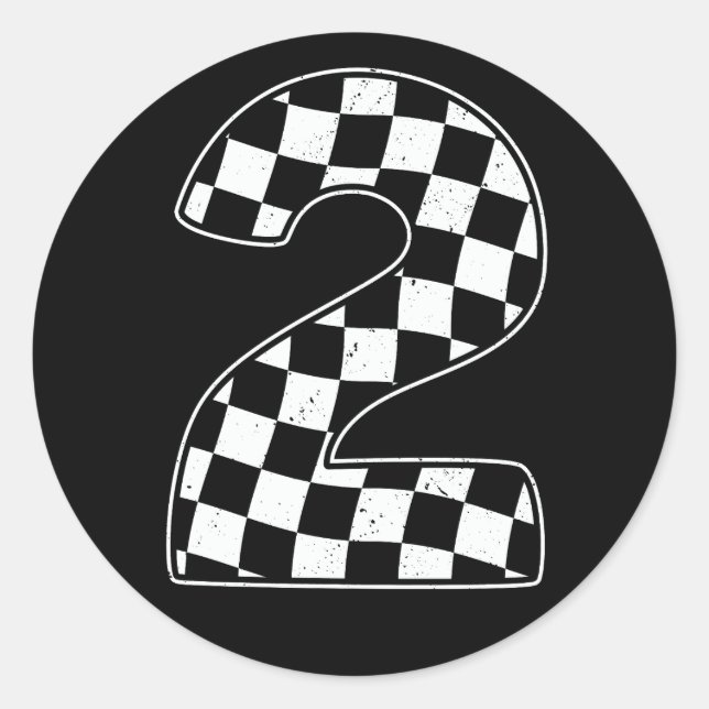 2nd Birthday Chequered Number 2 Car Racing Flag  Classic Round Sticker (Front)