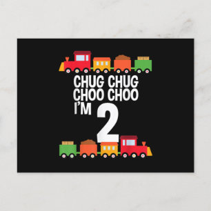 2nd Birthday Chug Chug Choo Choo I'm 2 Train Party Announcement Postcard