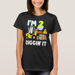 2nd Birthday Construction Truck Party 2 Year Old T-Shirt