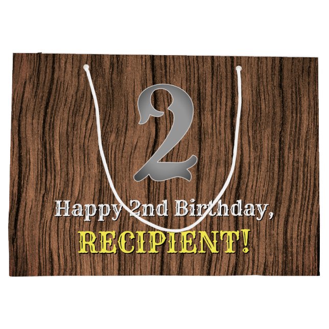 2nd Birthday: Country Western Inspired Look, Name Large Gift Bag (Back)