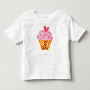 2nd birthday - Cupcake baking girls watercolor Toddler T-Shirt