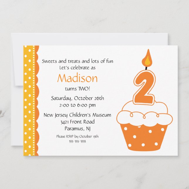 2nd Birthday Cupcake Invitation (Front)