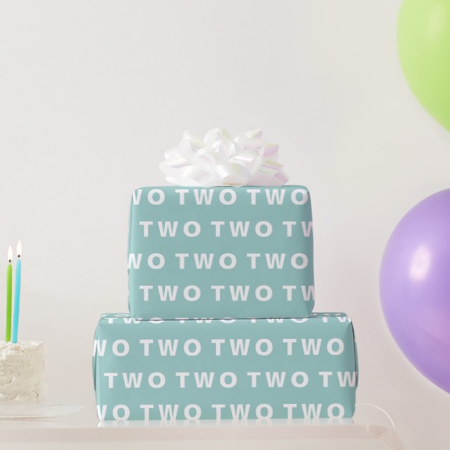 2nd Birthday Cute Blue Boho Boy Kids Pattern Wrapping Paper (Party Gifts)