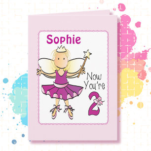 2nd Birthday Cute Pink Ballerina Sweet Adorable Card
