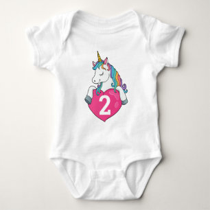 2nd Birthday Cute Unicorn Birthday Gift For Girl   Baby Bodysuit