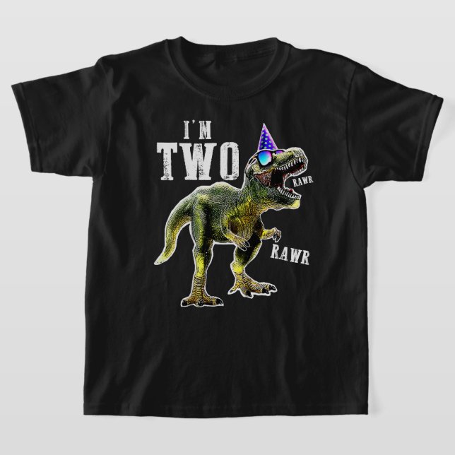 2ND birthday Dinosaur T-rex Shirt 2 year old Birth (Laydown)