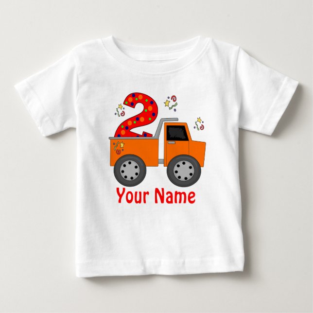 2nd Birthday Dump Truck Personalised T-shirt (Front)