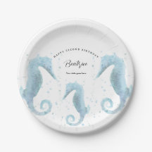 2nd Birthday Dusty Blue Seahorse 