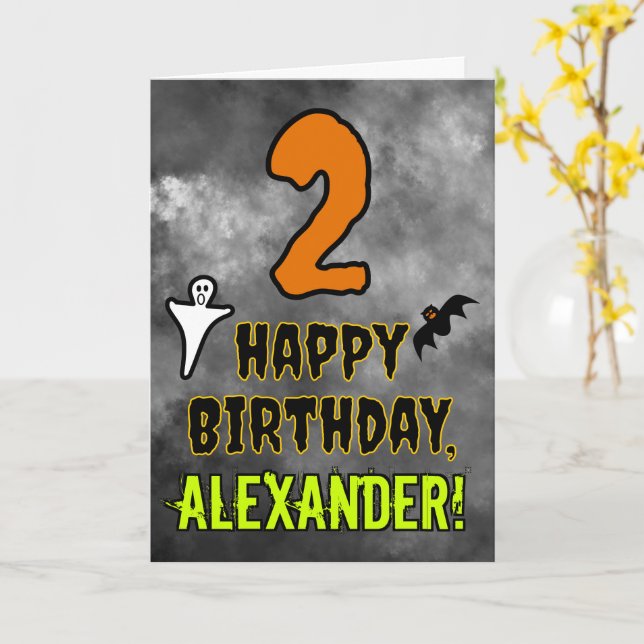 2nd Birthday: Eerie Halloween Theme + Custom Name Card (Yellow Flower)