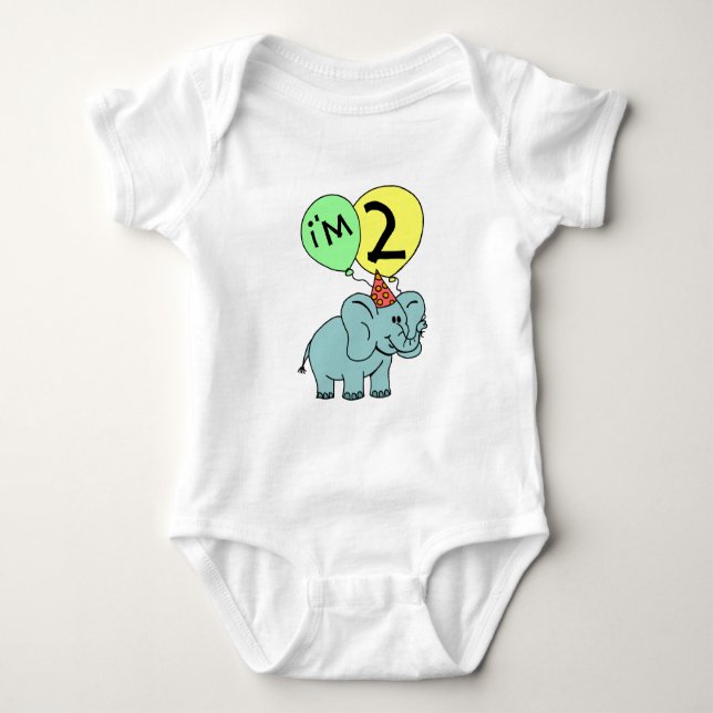 2nd Birthday Elephant Baby Bodysuit (Front)