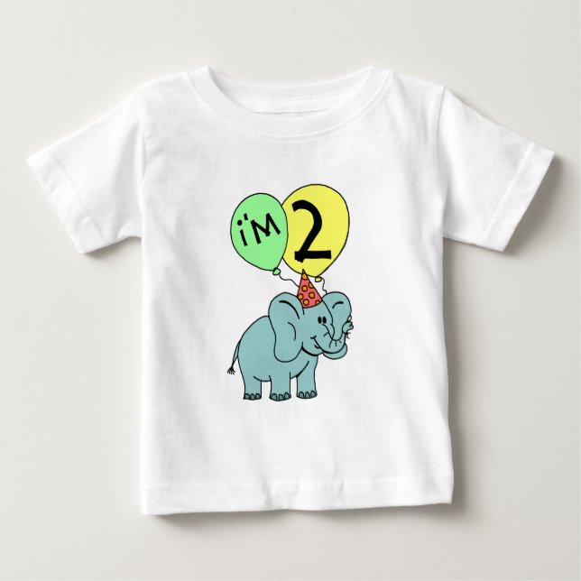 2nd Birthday Elephant Baby T-Shirt (Front)